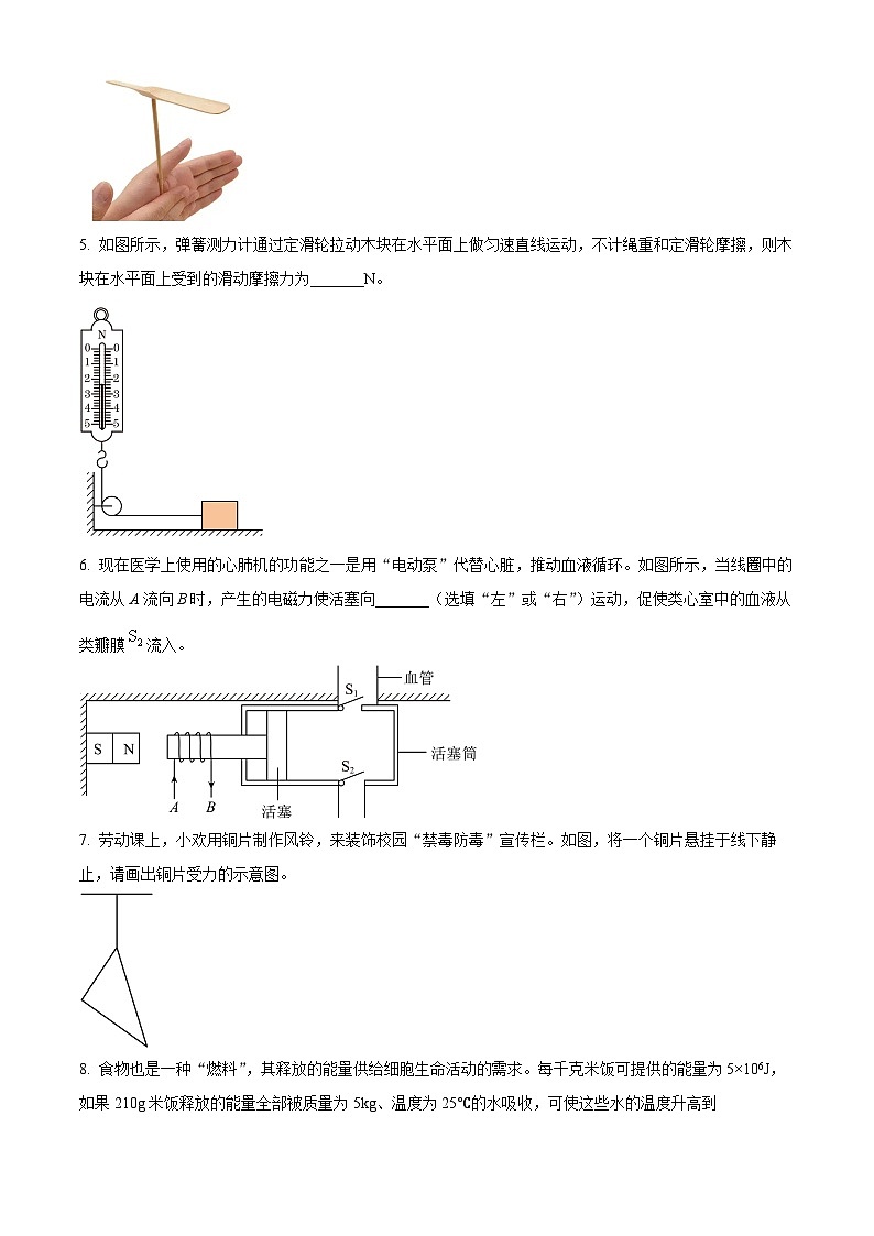 2024年安徽省六安市金寨县中考一模物理试题（原卷版+解析版）02