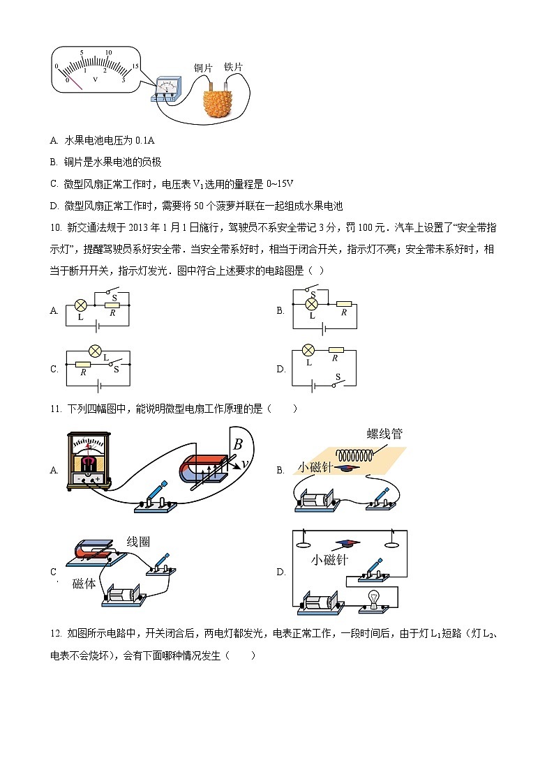 2024年江苏省徐州市沛县中考一模物理试题（原卷版）第3页