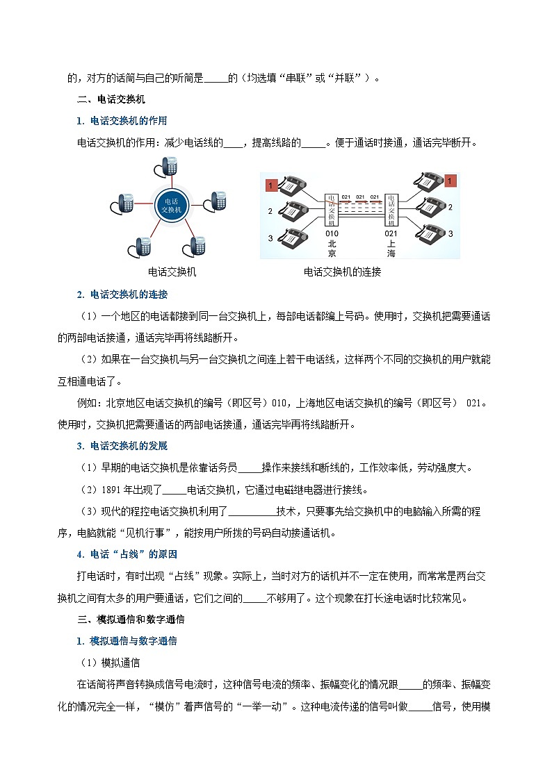 人教版初中物理九年级全册 第二十一章 《信息的传递》知识清单（学生版）+（教师版）02