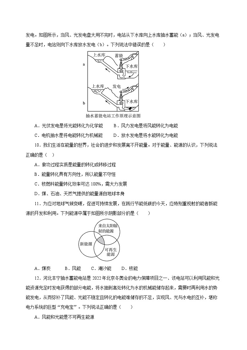 人教版初中物理九年级全册 第二十二章 《能源与可持续发展》单元测试卷【原卷版】+【解析版】03