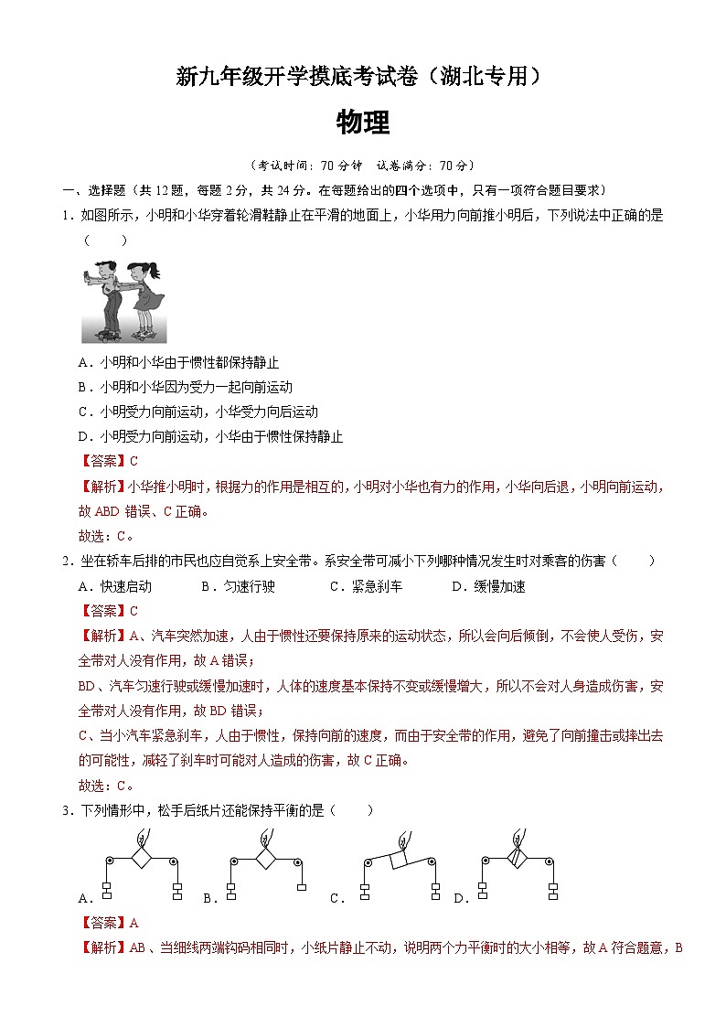 物理（湖北专用）（解析版）第1页