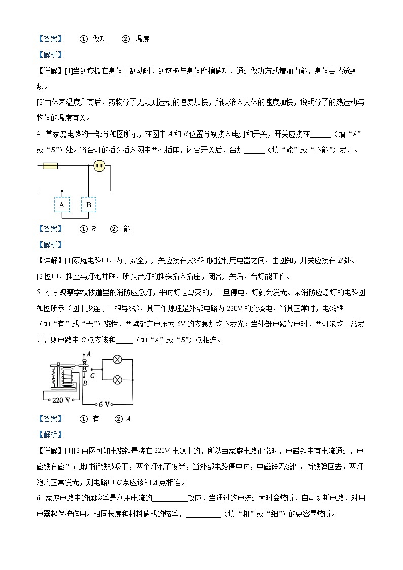 2024年江西省九江市修水县中考一模物理试题（原卷版+解析版）02