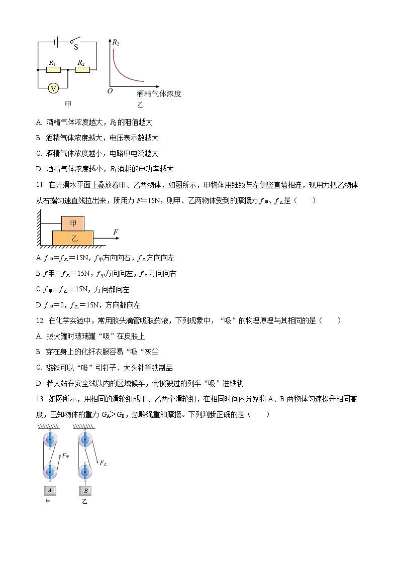 2024年河南省襄城县部分学校中考一模物理试题（原卷版）03