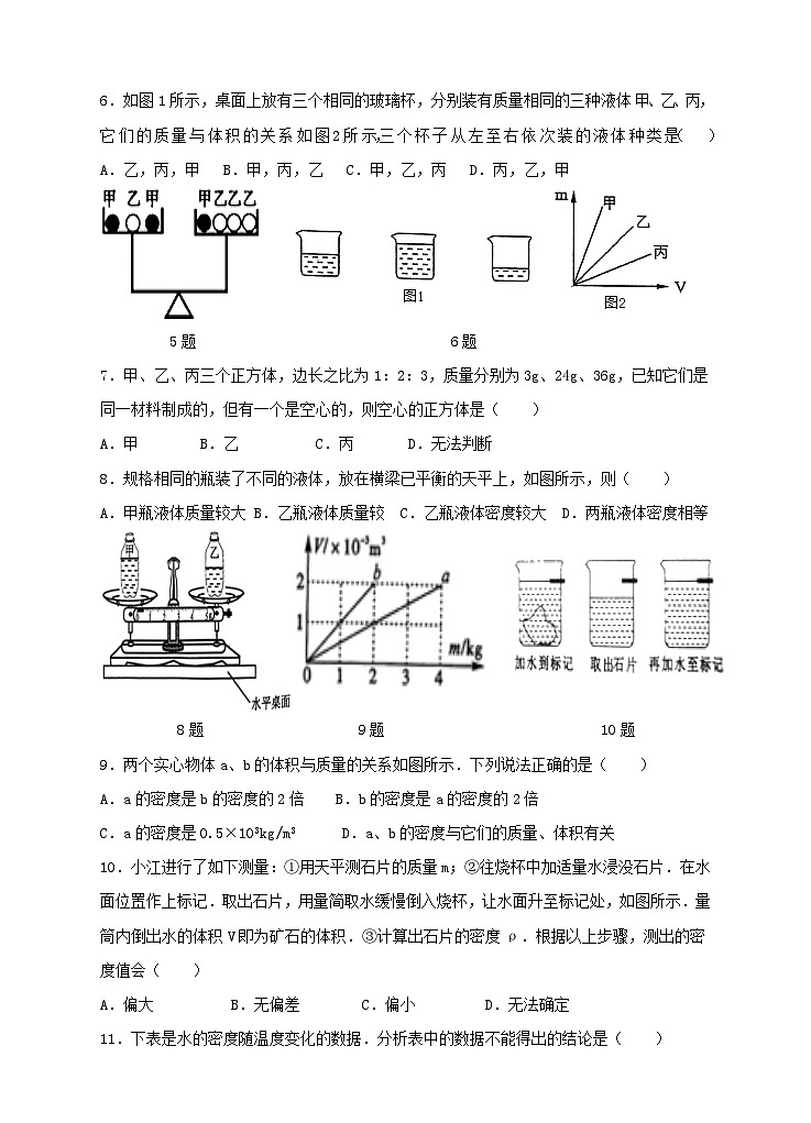 苏科版八下物理第六章物质的物理属性检测卷（含答案）02
