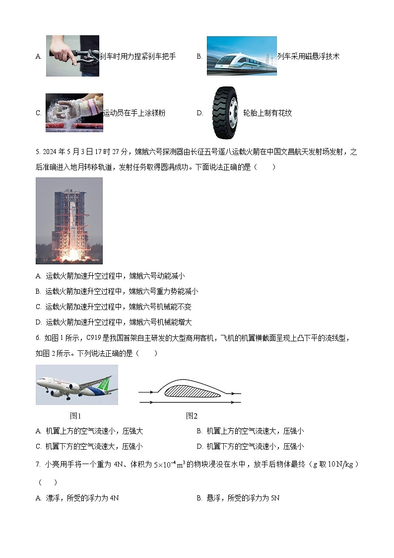 广东省河源地区2023-2024学年八年级下学期期末考试物理试题（原卷版）第2页
