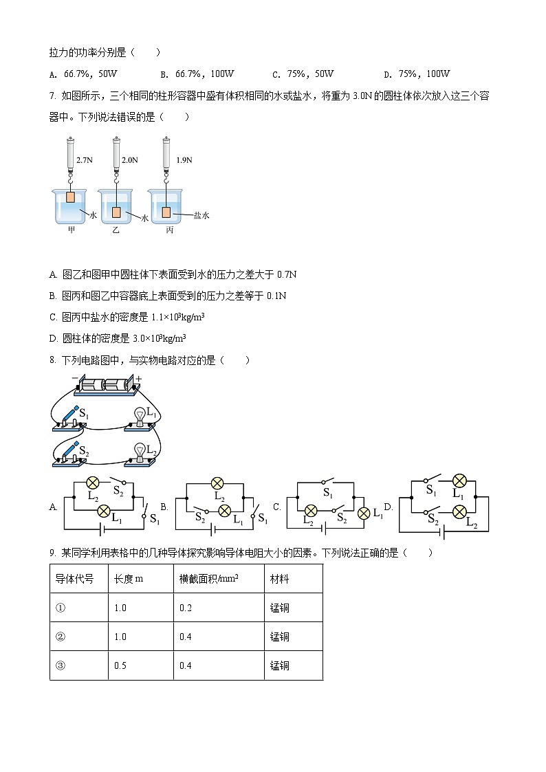[物理]2022年湖北省武汉市中考真题物理试题试卷(原题版+解析版)03