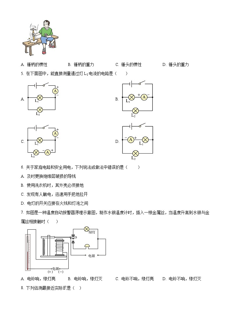 2024年天津市河北区中考一模物理试题（原卷版）第2页