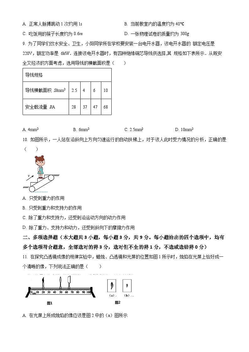 2024年天津市河北区中考一模物理试题（原卷版）第3页