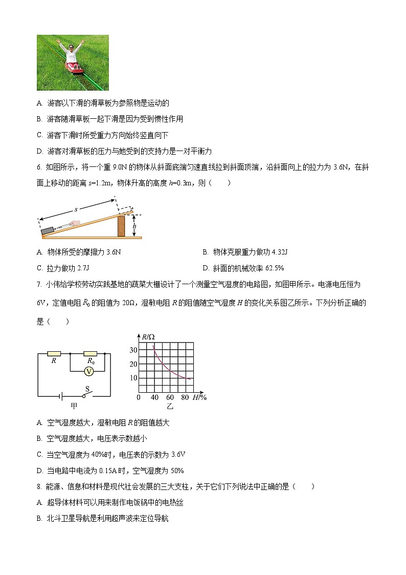 2024年陕西省宝鸡市陈仓区中考一模物理试题（原卷版）02