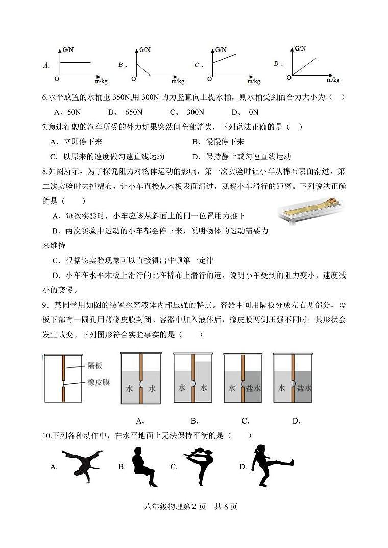 山东省菏泽市巨野县2023-2024学年八年级下学期期中考试物理试题02