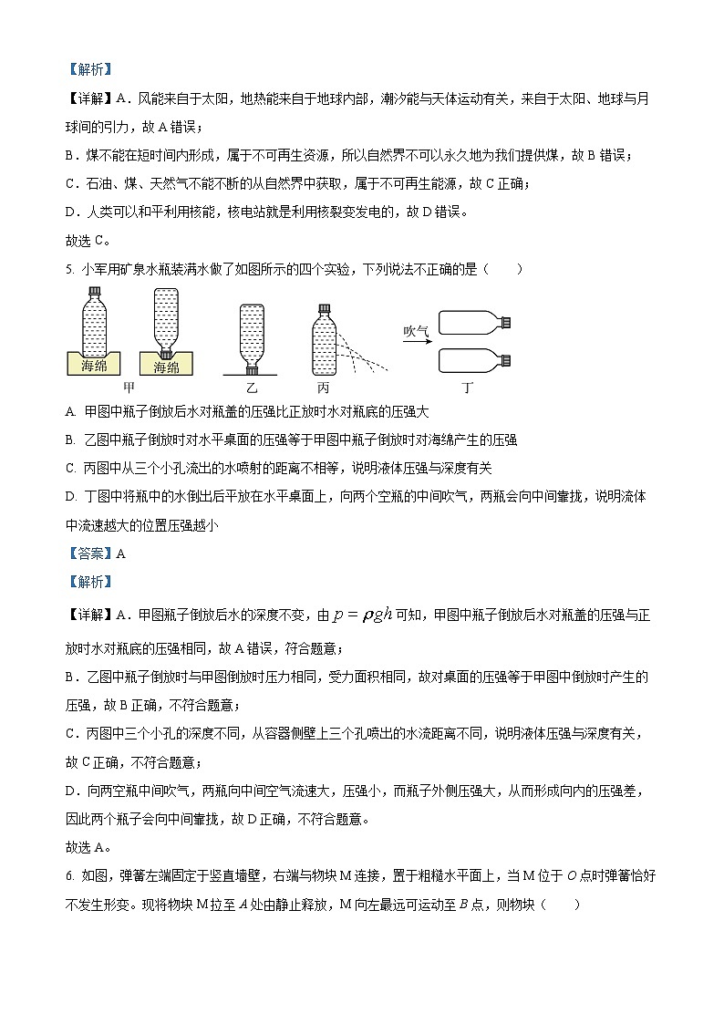2024年黑龙江省大庆市中考一模物理试题（原卷版+解析版）03