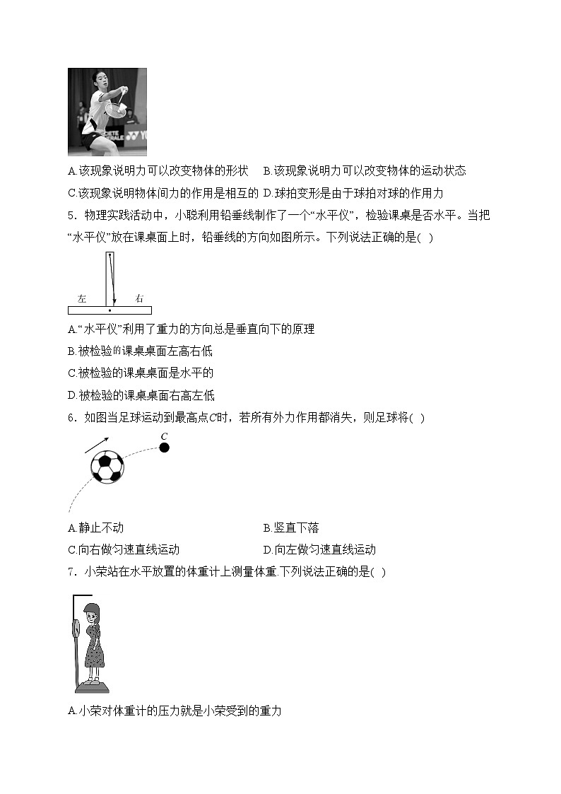 陕西省宝鸡市渭滨区2023-2024学年八年级下学期期中测试物理试卷(含答案)第2页