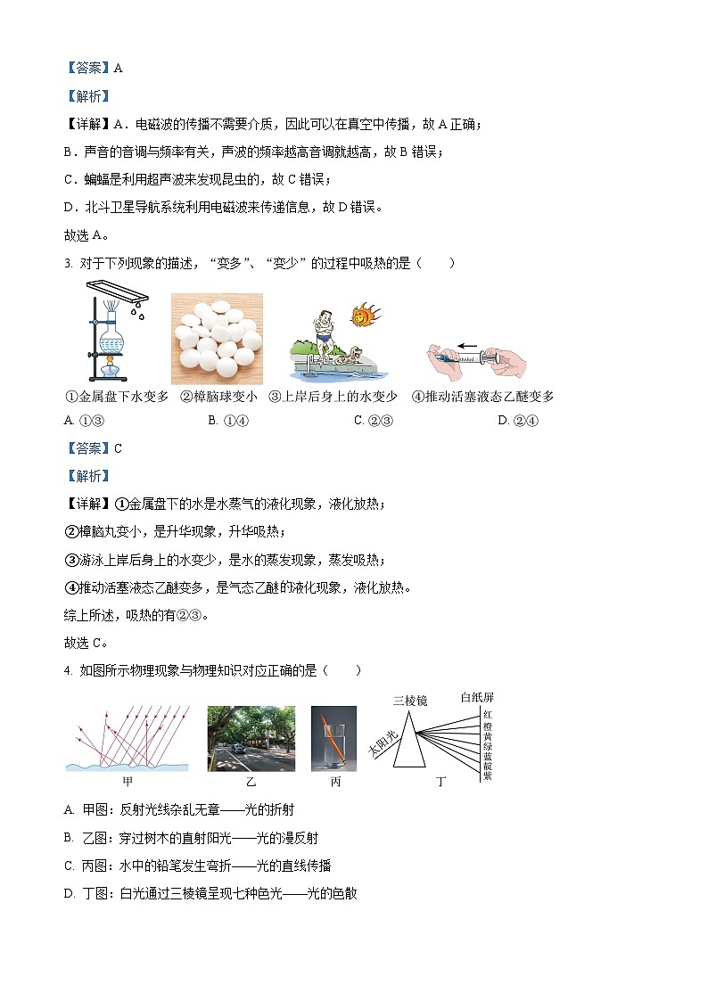 2024年河北省张家口市摸底考试中考一模物理试题（原卷版+解析版）02