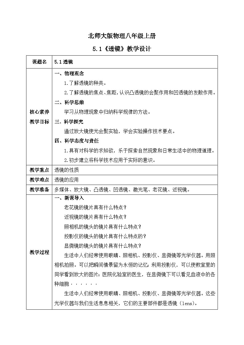 第五章《一 透镜》课件+教案01