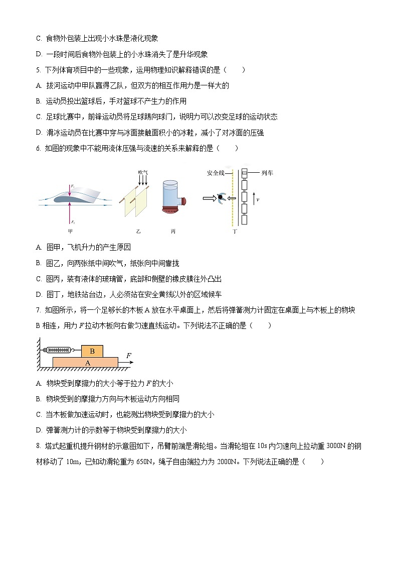 2024年广东省龙岗区南湾街道中考一模物理试题（原卷版）第2页