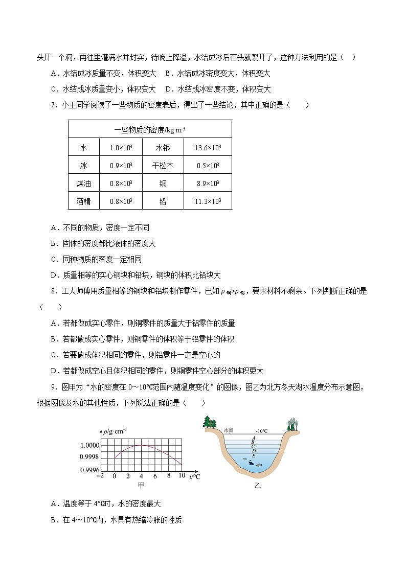 人教版初中物理八年级上册 第六章《质量与密度》单元测试（原卷+解析卷）02