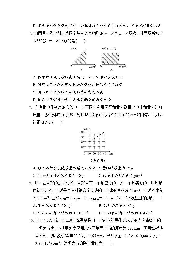 沪科版（2024）八年级全一册物理第五章 质量与密度 学情评估测试卷（含答案解析）02