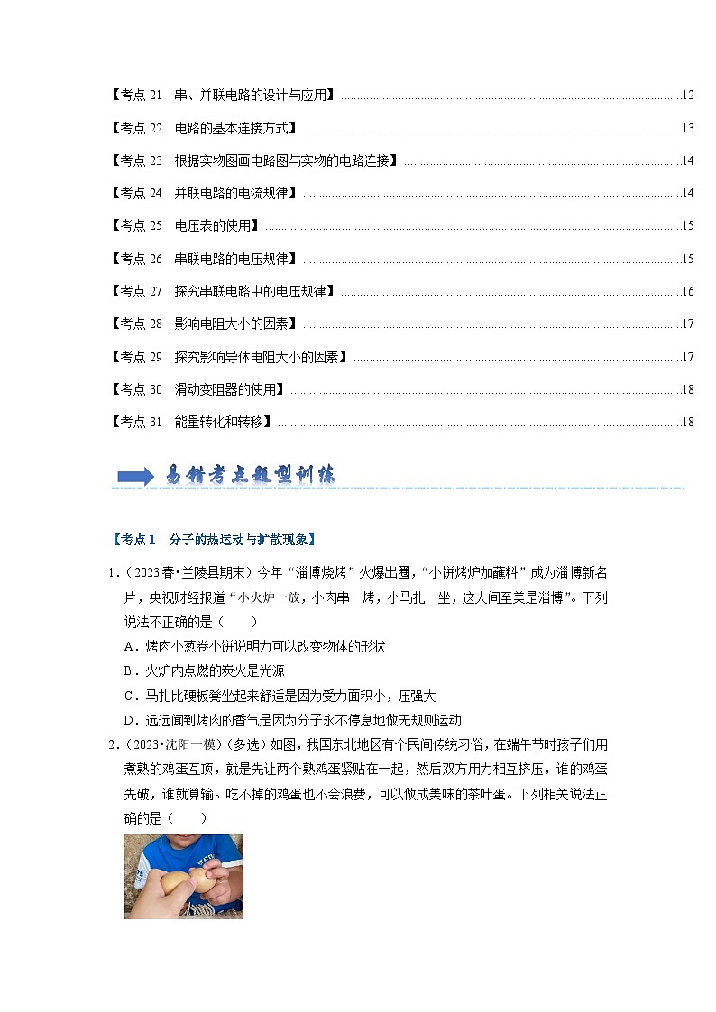 期中复习（易错60题31大考点）-2024年九年级物理人教版（全册）讲义（含练习）02