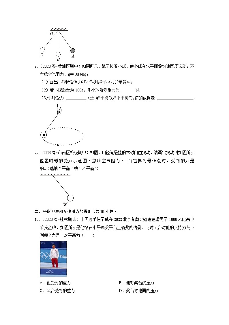 8.2 二力平衡（专题训练）【五大题型】（原卷版）第3页