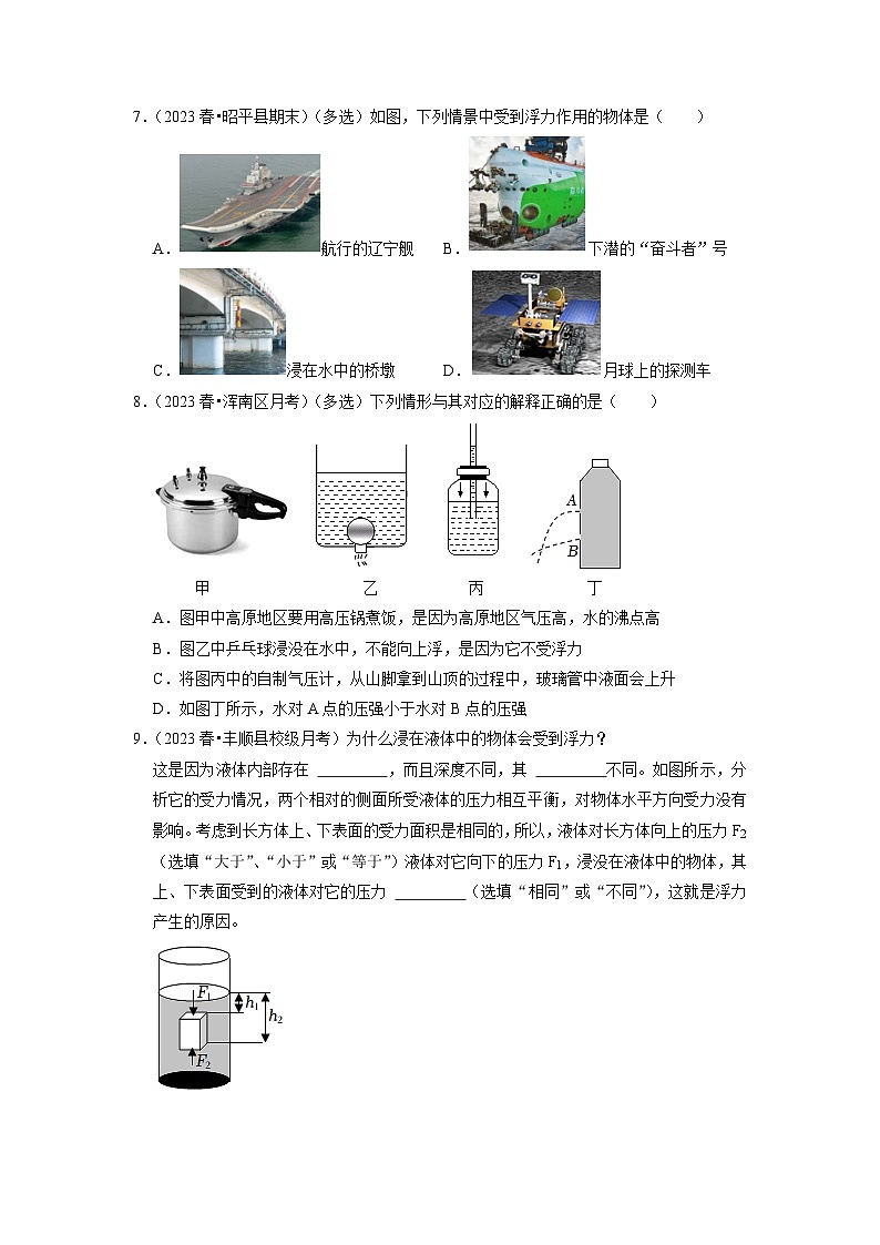 10.1 浮力（专题训练）【二大题型】（原卷版）第3页