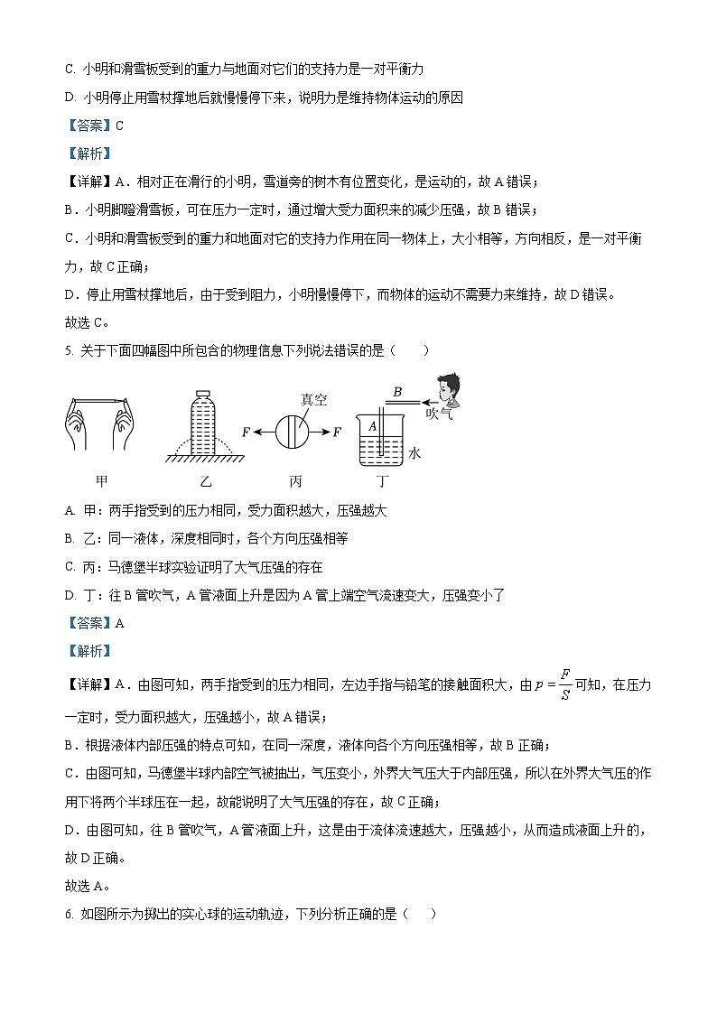 贵州省毕节地区2023—2024学年八年级下学期期中检测物理试题（解析版）第3页