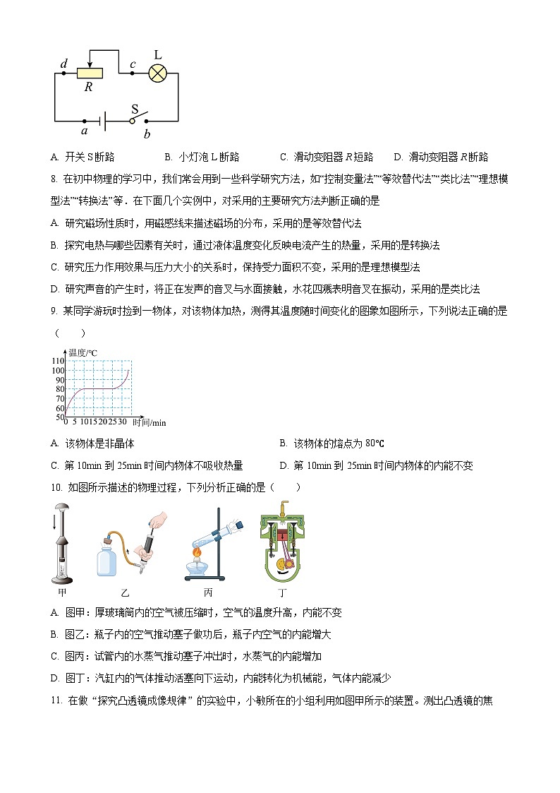 2024年山东省泰安市刘杜镇中学中考一模物理试题（原卷版）第3页