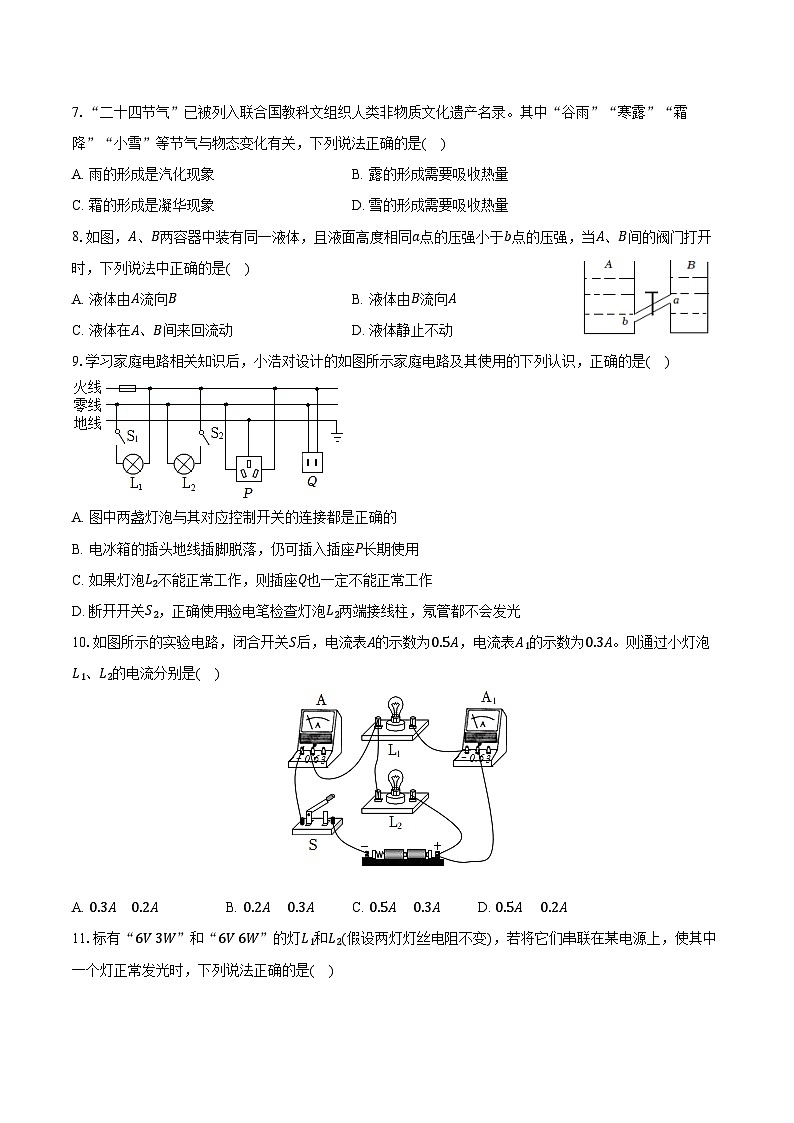 2024年河南省信阳市光山县中考物理三模试卷（含答案）第2页