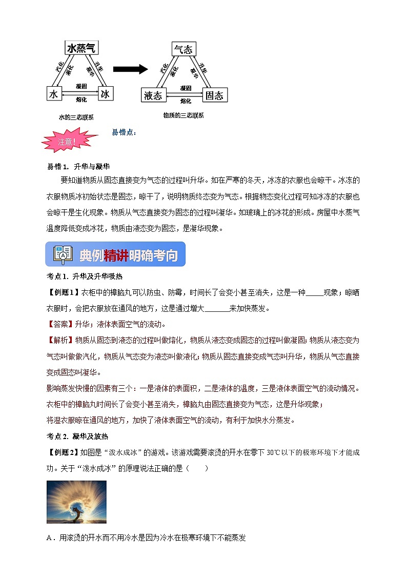 人教版（2024）初中物理新教材八年级上册学案-专题3.4 升华和凝华（原卷版+解析版）02