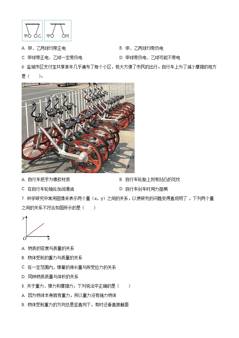 江苏省宿迁市宿豫区2023-2024学年八年级下学期4月期中物理试题（原卷版）02