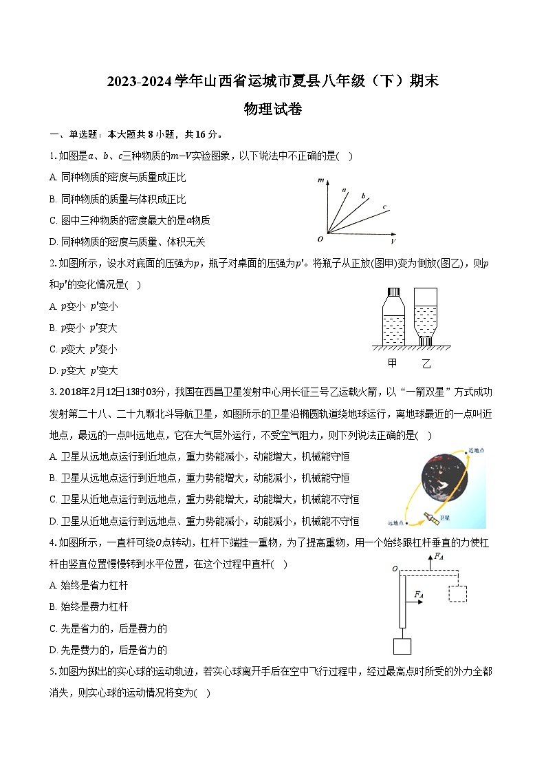 2023-2024学年山西省运城市夏县八年级（下）期末物理试卷（含解析）01