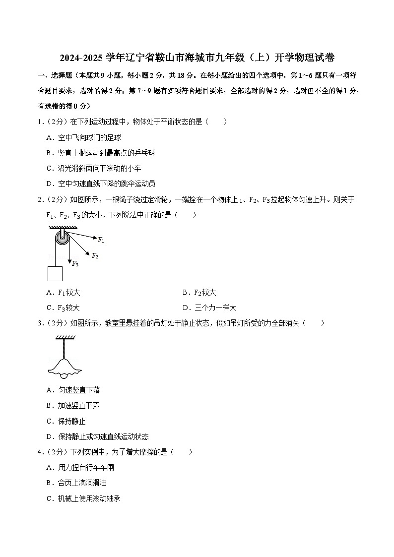 辽宁省鞍山市海城市2024-2025学年九年级上学期开学物理试题01