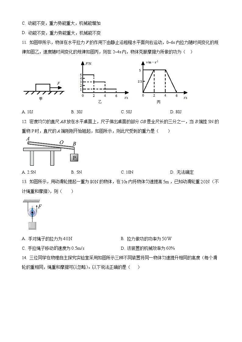 山东省德州市第五中学2024-2025学年九年级上学期开学检测物理试题（原卷版）03
