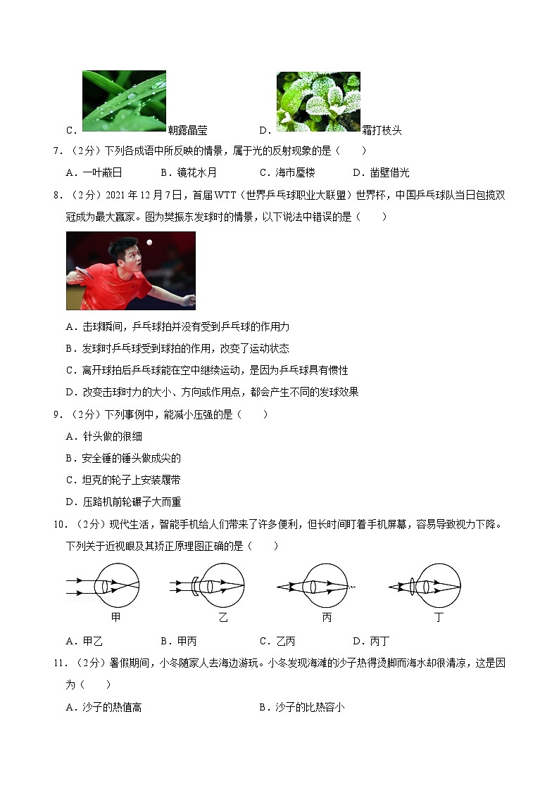 福建省厦门市思明区逸夫中学2021-2022学年九年级下学期期中质量检测物理试题02