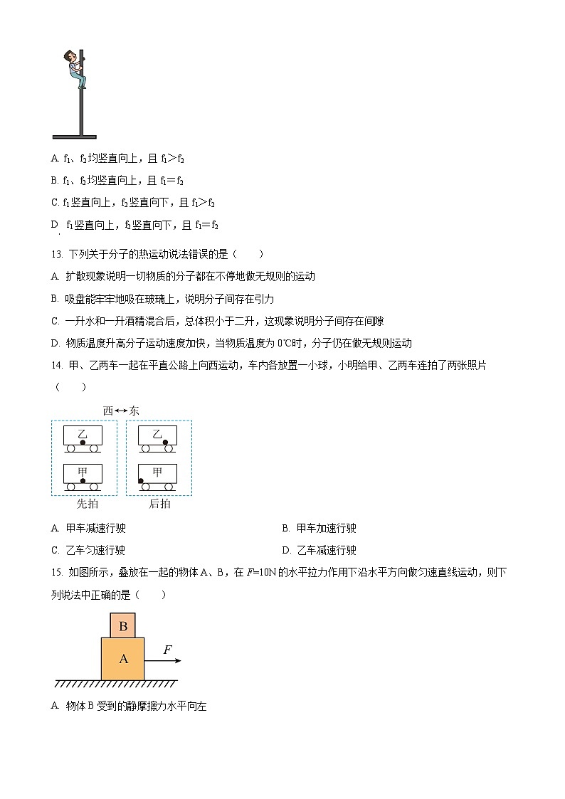 安徽省马鞍山多校联考2024-2025学年九年级上学期开学考试物理试题（原卷版+解析版）03