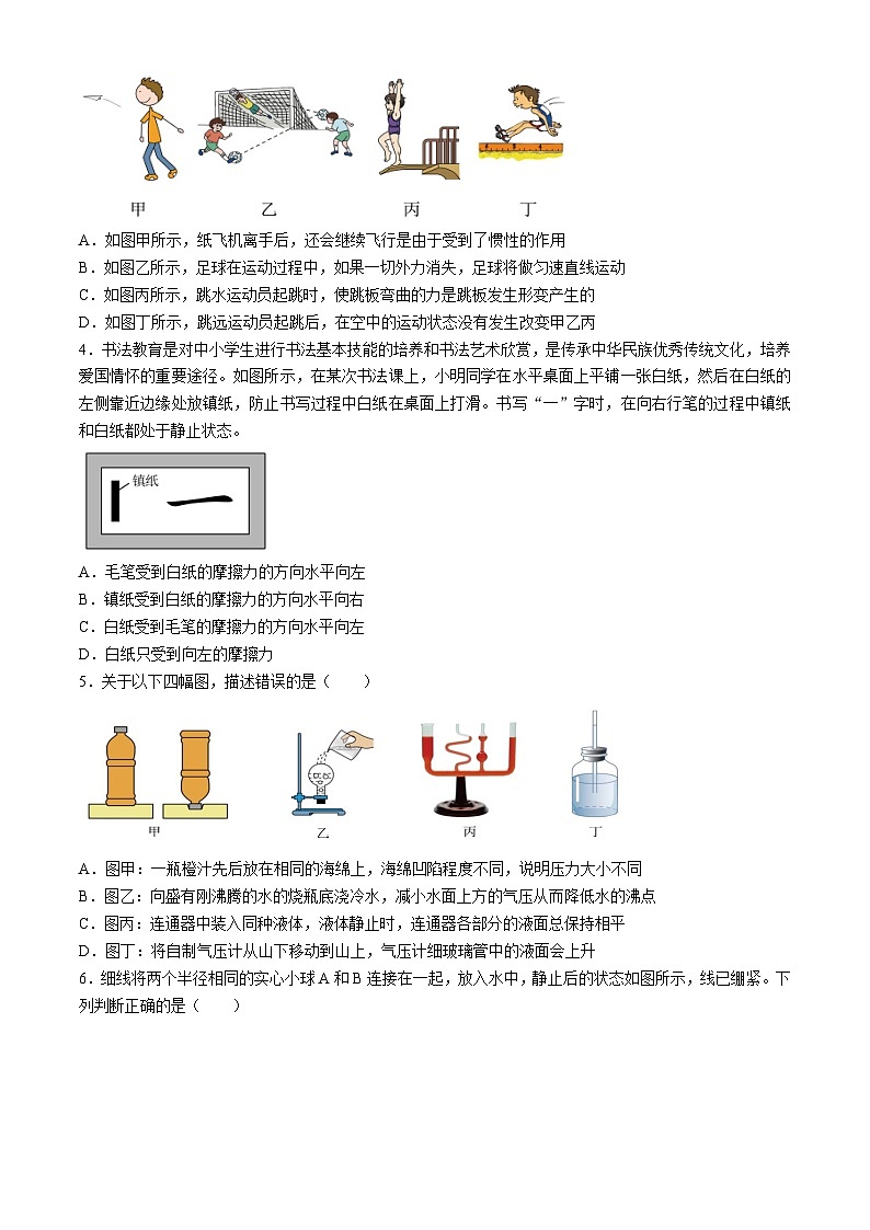 山东省德州市陵城区2023-2024学年八年级下学期期末考试物理试题02