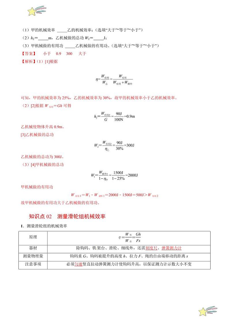 第3讲 如何提高机械效率（含答案）（沪粤版） 2024-2025学年九年级物理全一册同步学与练（沪粤版）02