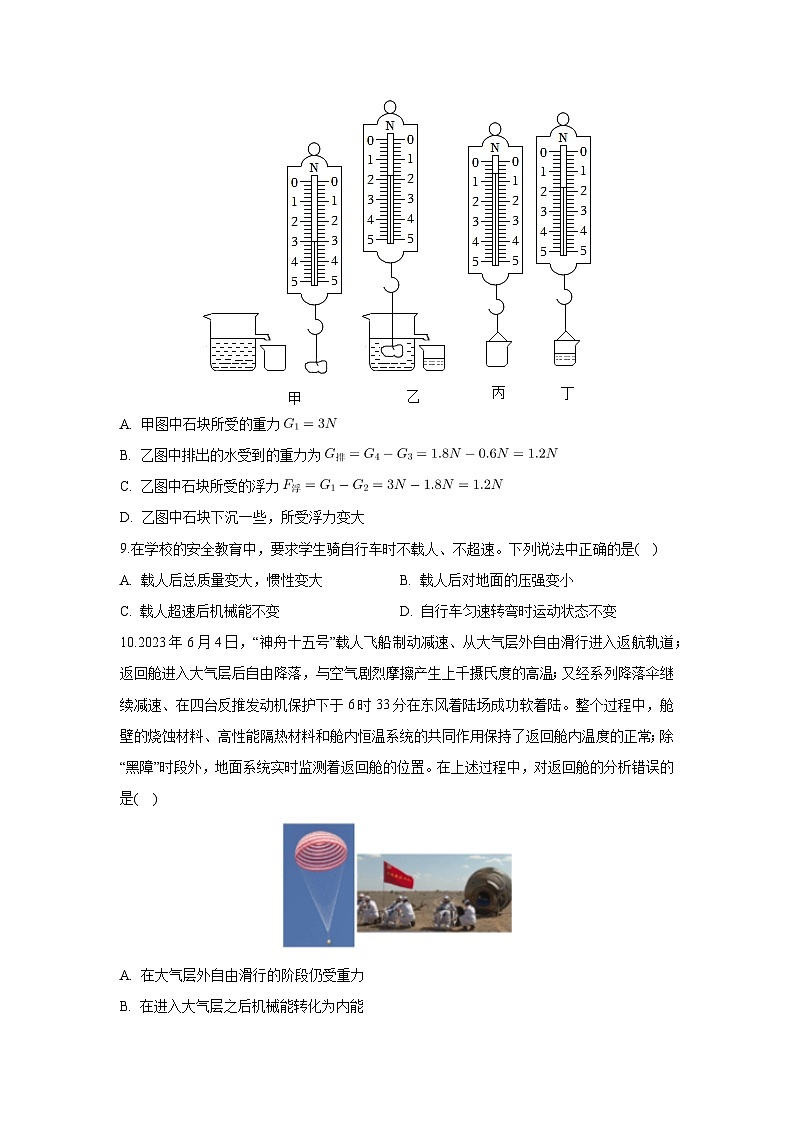 [物理][期末]山东省德州市宁津县2023-2024学年八年级下学期期末试卷+03