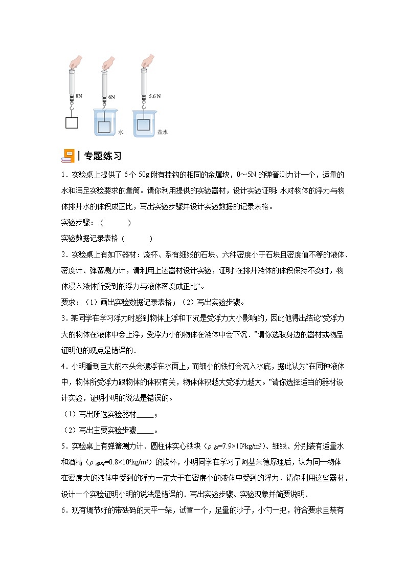 初中物理微专题-探究浮力大小与哪些因素有关的实验 学案02