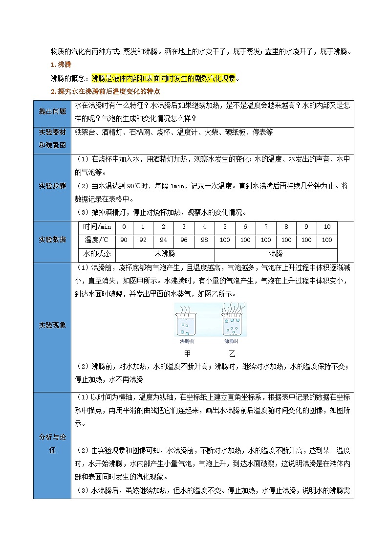 人教版2024-2025学年八年级物理上册同步精品讲义专题3.3汽化和液化(学生版+解析)02