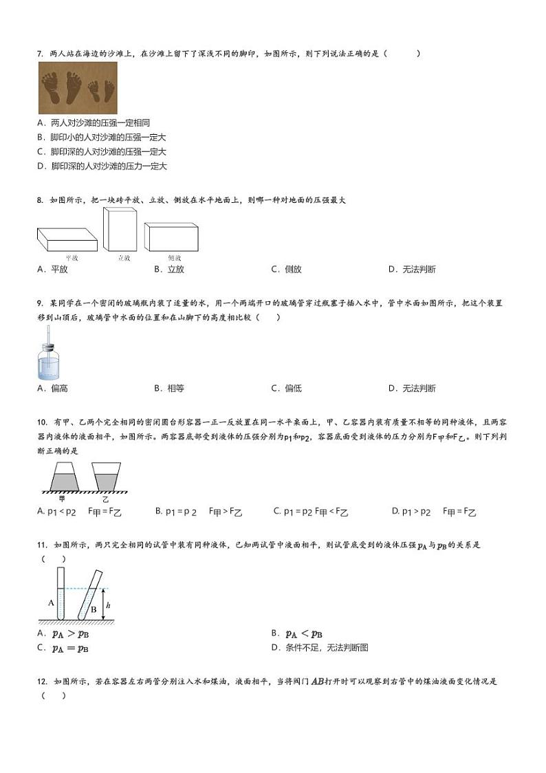 [物理]2023～2024学年3月北京朝阳区朝阳外国语学校初二下学期月考物理试卷原题版第2页