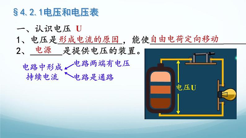 教科版九年级物理上第四章第2节电压课件第1课时第4页