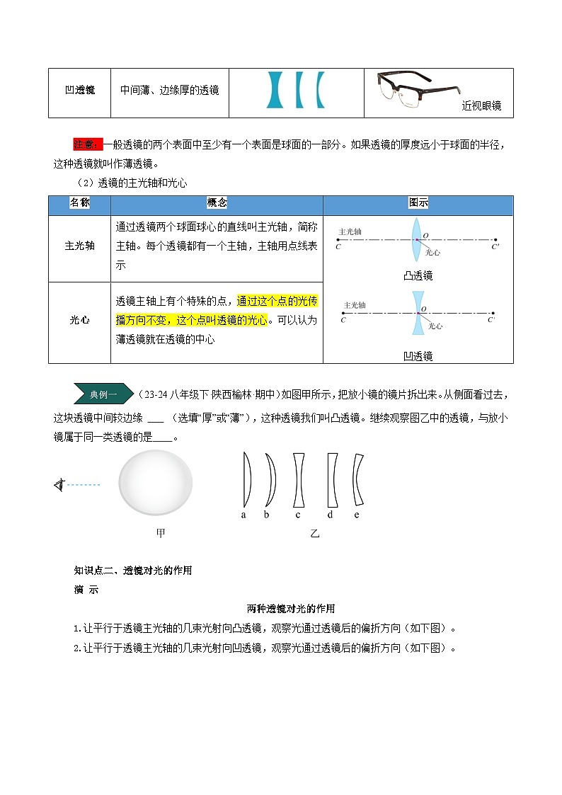 人教版2024-2025学年八年级物理上册同步精品讲义专题5.1透镜(学生版+解析)第2页