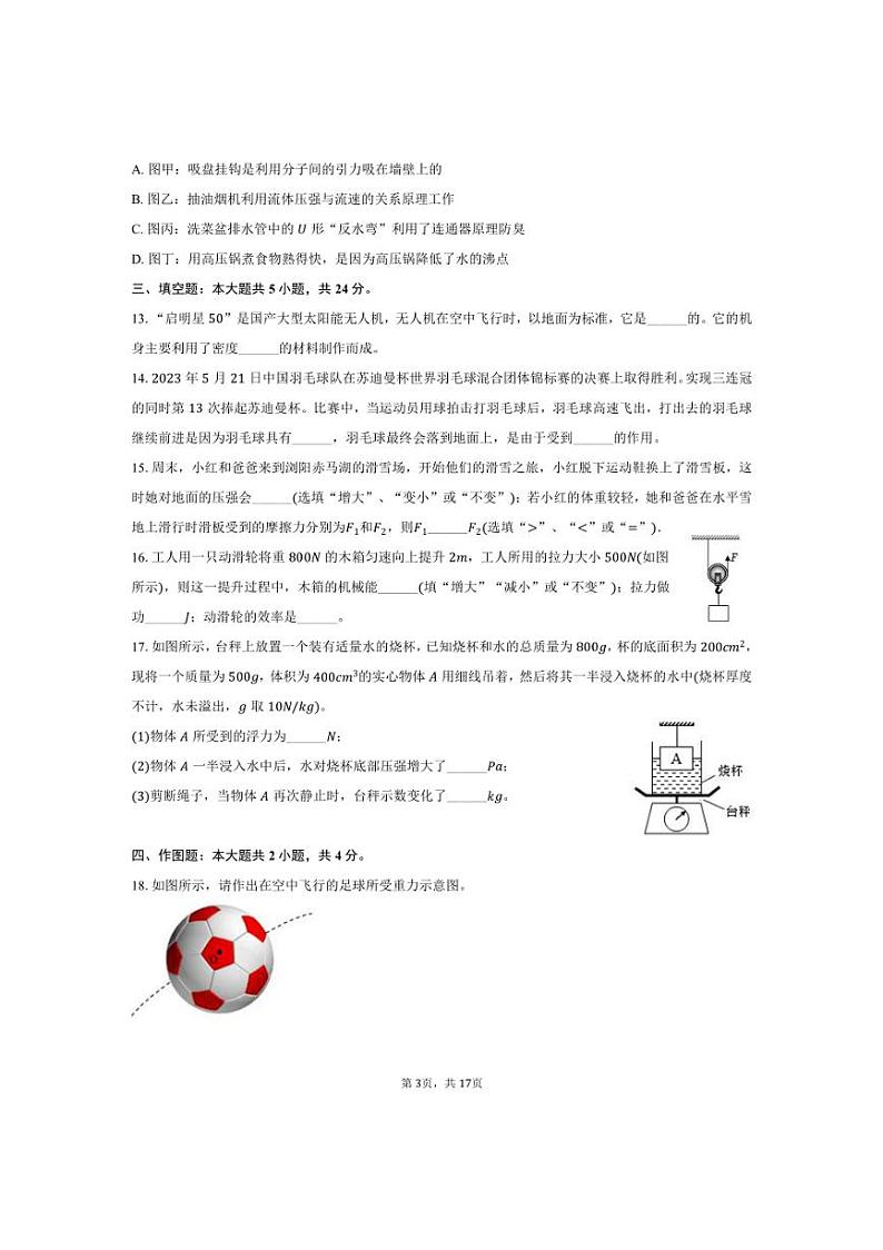 [物理]2024～2025学年湖南省长沙市湖南师大附中星城实验学校九年级(上)入学试卷(有解析)第3页