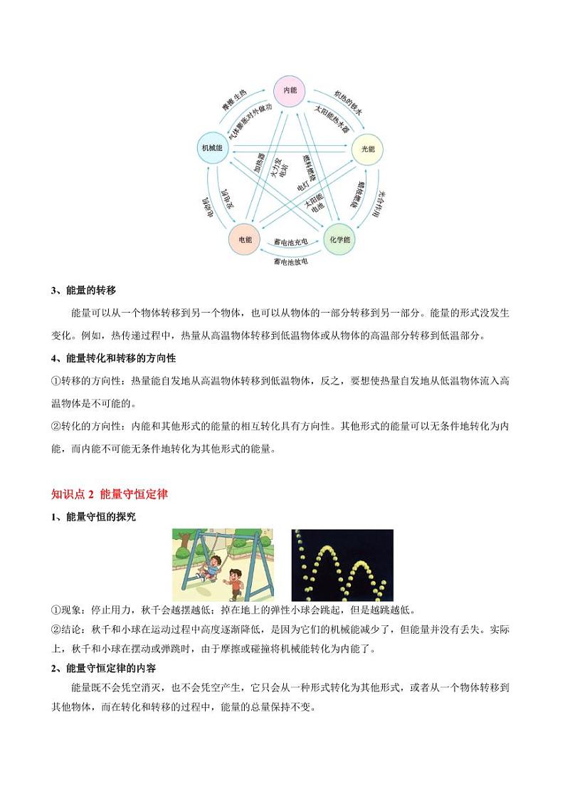14.3 能量的转化和守恒 （4大题型）（含答案） 2024-2025学年九年级物理全一册同步题型分类讲与练（人教版）02