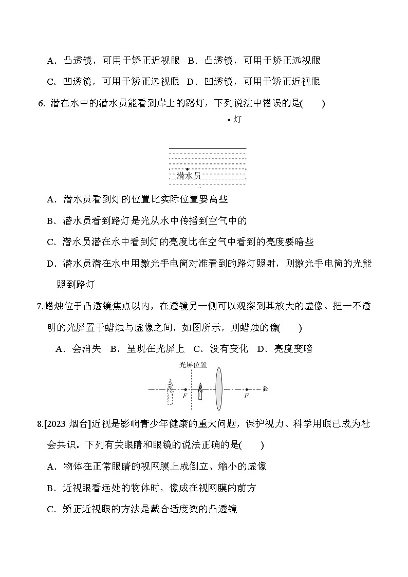 苏科版（2024新版）八年级上册物理第三章《光的折射 透镜》学业质量测试卷（含答案）第2页