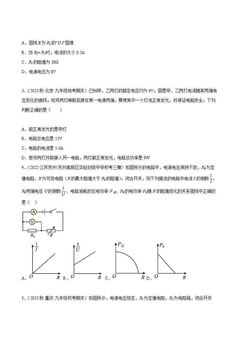 中考物理二轮四大模块针对集训(全国通用)专题11电学图像专题练习(原卷版+解析)03