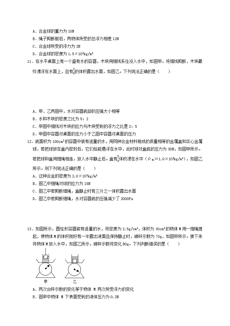 中考物理一轮复习专题21浮力基本计算(知识点复习+例题讲解+过关练习)(原卷版+解析)第3页