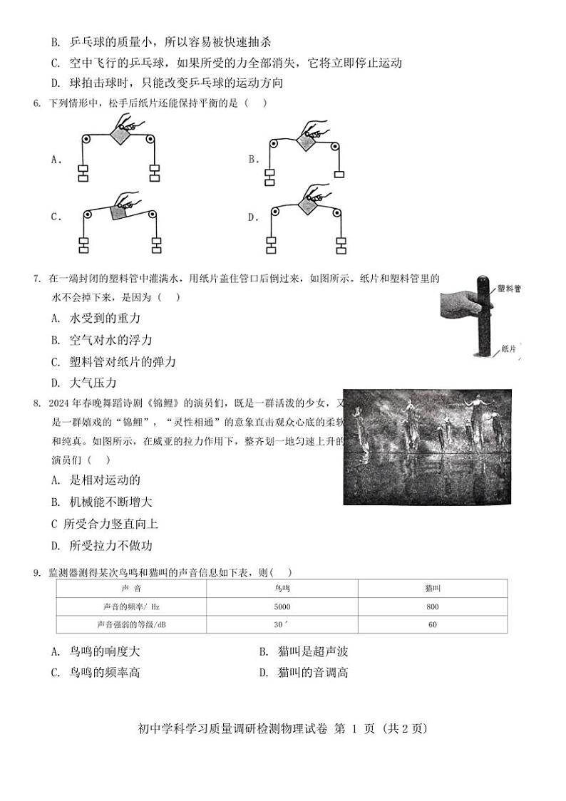 [物理]湖南省长沙市天心区2024～2025学年九年级上学期开学考试卷(无答案)02