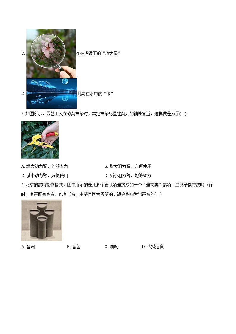 2024年北京市中考物理真题（含详细答案解析）第3页
