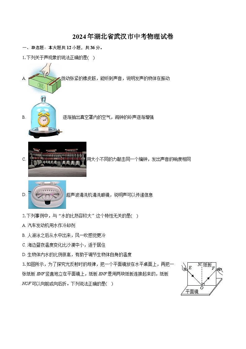 2024年湖北省武汉市中考物理试卷（含详细答案解析）01